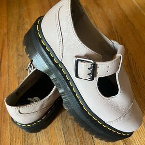 Dr. Martens Tstrap Platform Shoes Taupe PRICE FIRM